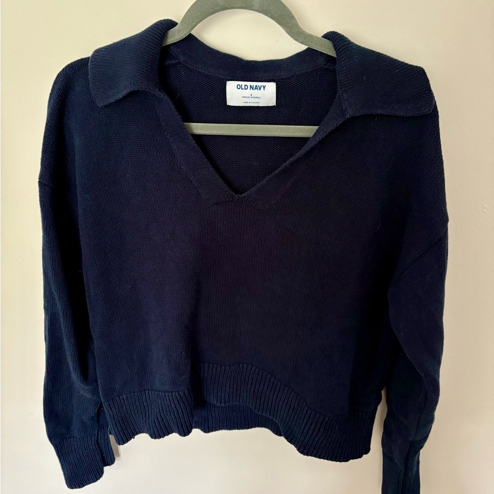 Old Navy Women's Dark Blue V-Neck Sweater